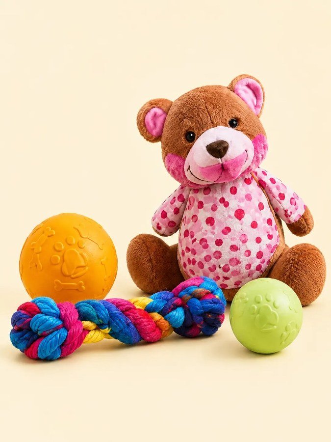 Plush toy, rope toy, and pet balls